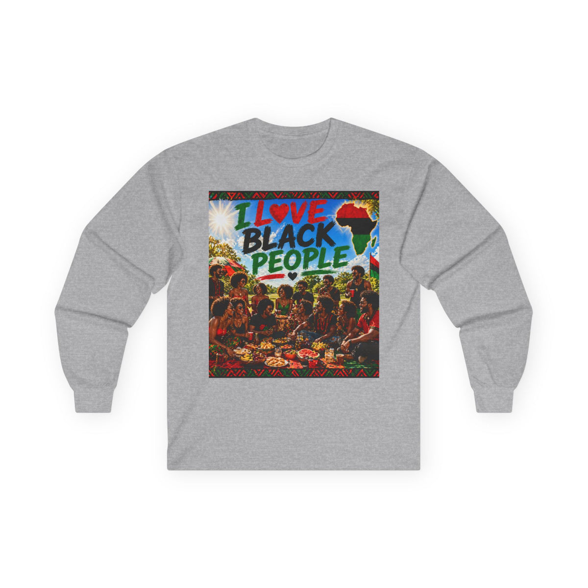 "I Love Black People" Long Sleeve Tee — Afrocentric Pride Cotton Shirt