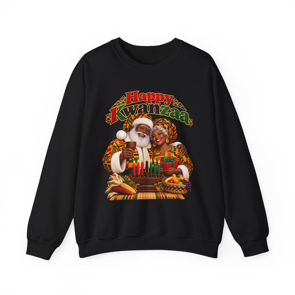 Kwanzaa Crewneck Sweatshirt — "Happy Kwanzaa" Celebration Sweater