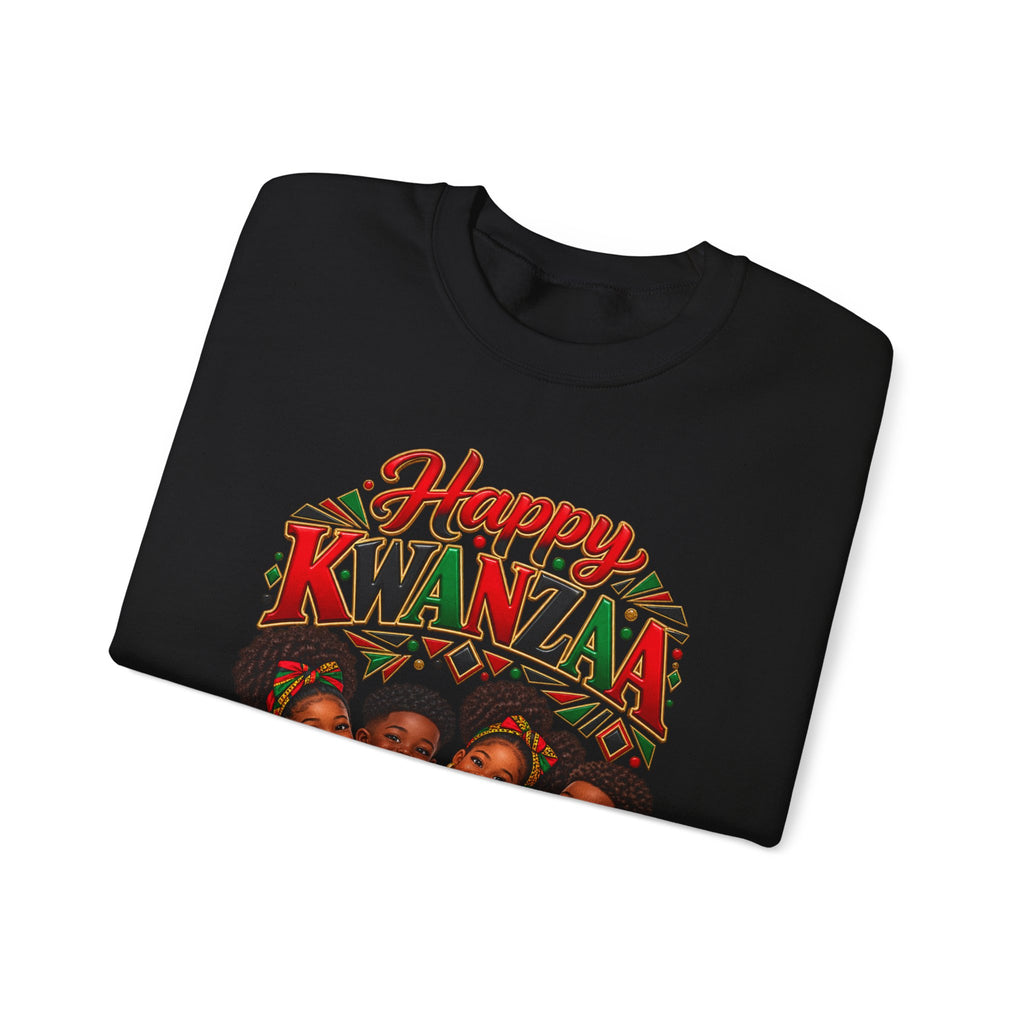 Kwanzaa Sweatshirt — "Happy Kwanzaa" Vintage Kids Family Celebration Crewneck
