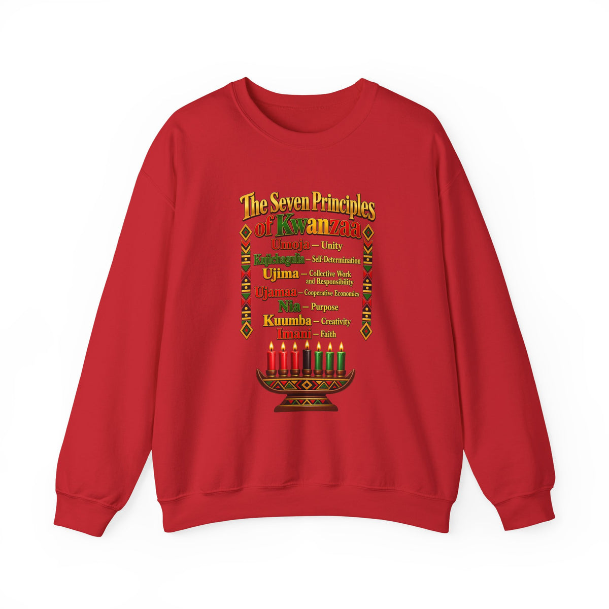 Kwanzaa Principles Crewneck Sweatshirt — The Seven Principles (Nguzo Saba) Kwanzaa Sweater