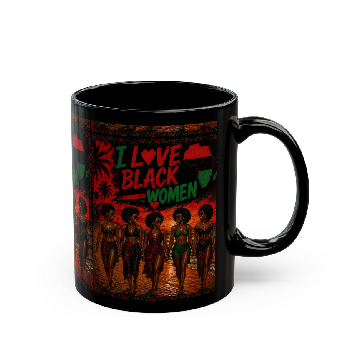 I Love Black Women Black Mug GRP — Afrocentric Pride Coffee Cup (11oz & 15oz)