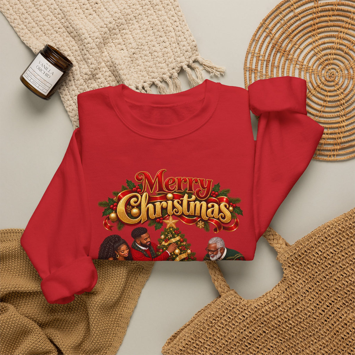 Christmas Family Crewneck Sweatshirt — "Merry Christmas" Holiday Sweatshirt