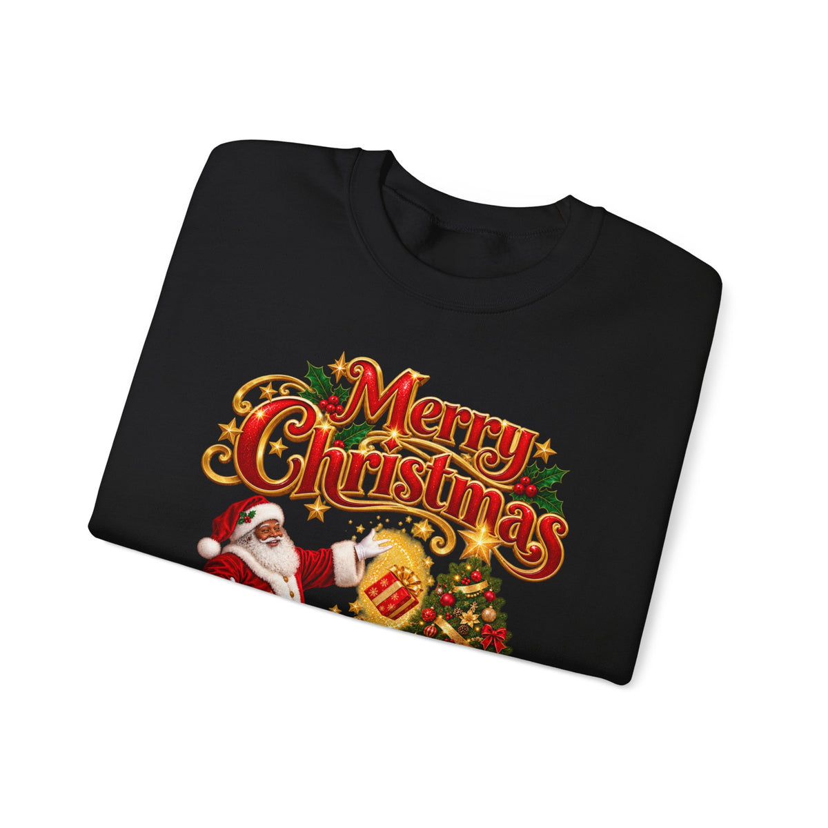 Christmas Crewneck Sweatshirt — 'Merry Christmas' Santa & Tree Holiday Sweater