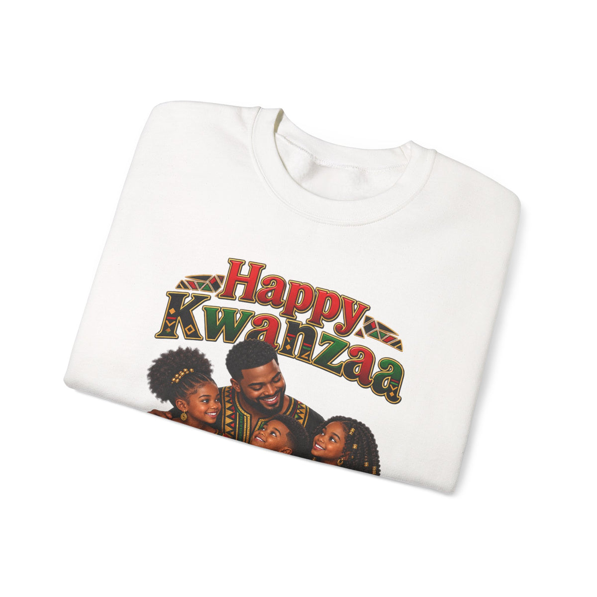 Kwanzaa Sweatshirt — "Happy Kwanzaa" Family Celebration Crewneck