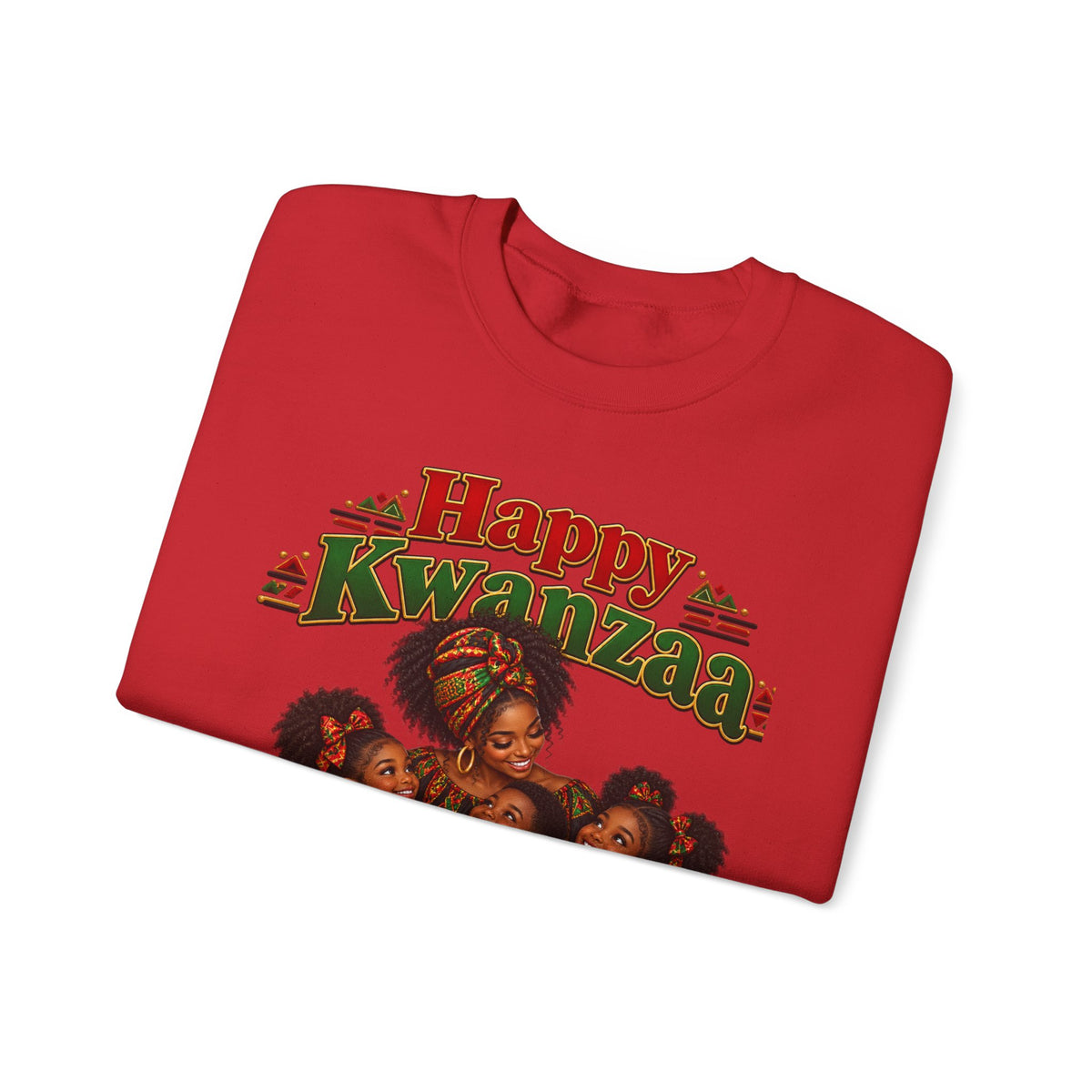 Kwanzaa Family Crewneck Sweatshirt — "Happy Kwanzaa" Celebration Design
