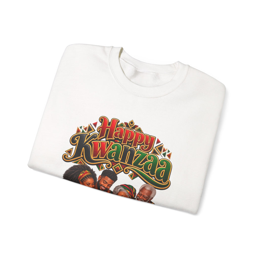 Kwanzaa Family Crewneck Sweatshirt – "Happy Kwanzaa" Holiday Pullover