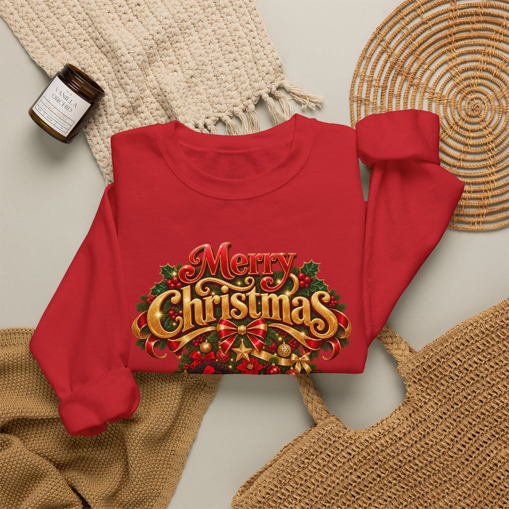 Christmas Kids Crewneck Sweatshirt – "Merry Christmas" Retro Holiday Design