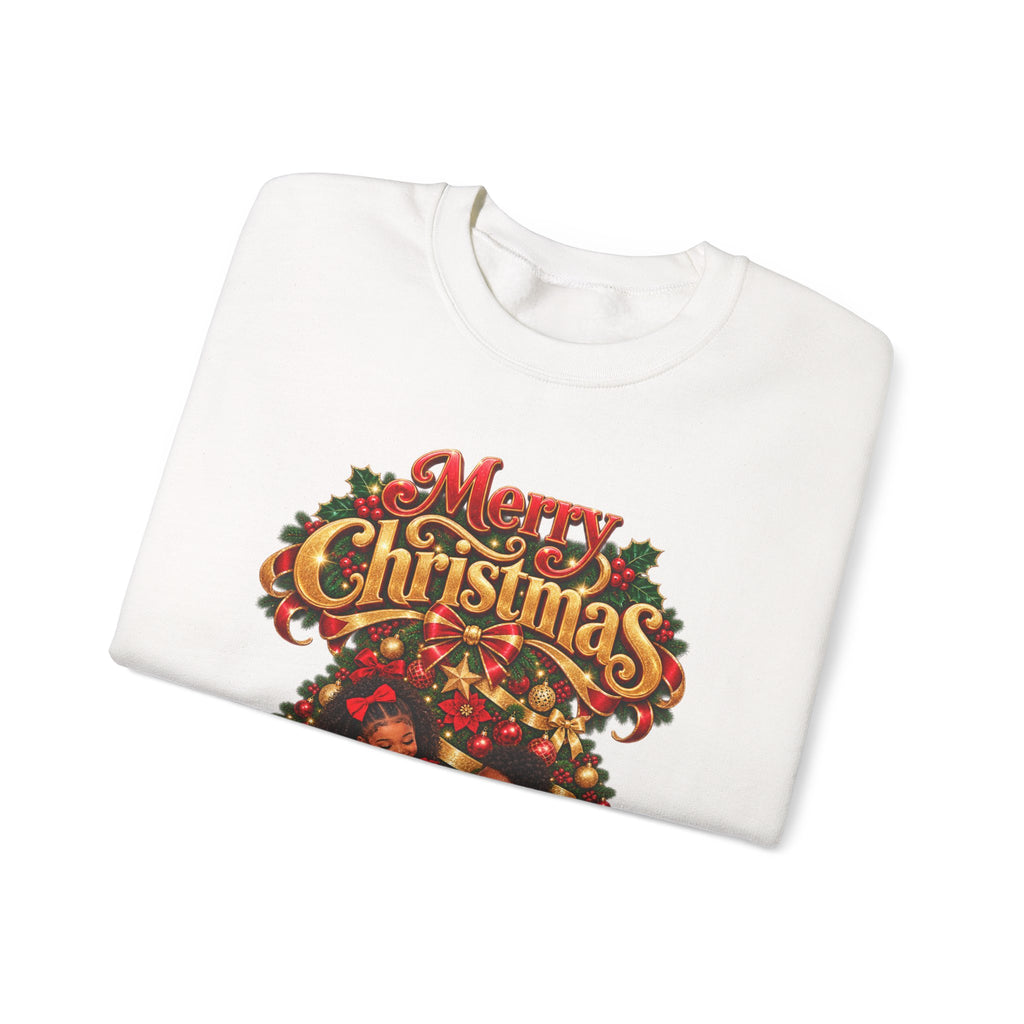 Christmas Kids Crewneck Sweatshirt – "Merry Christmas" Retro Holiday Design