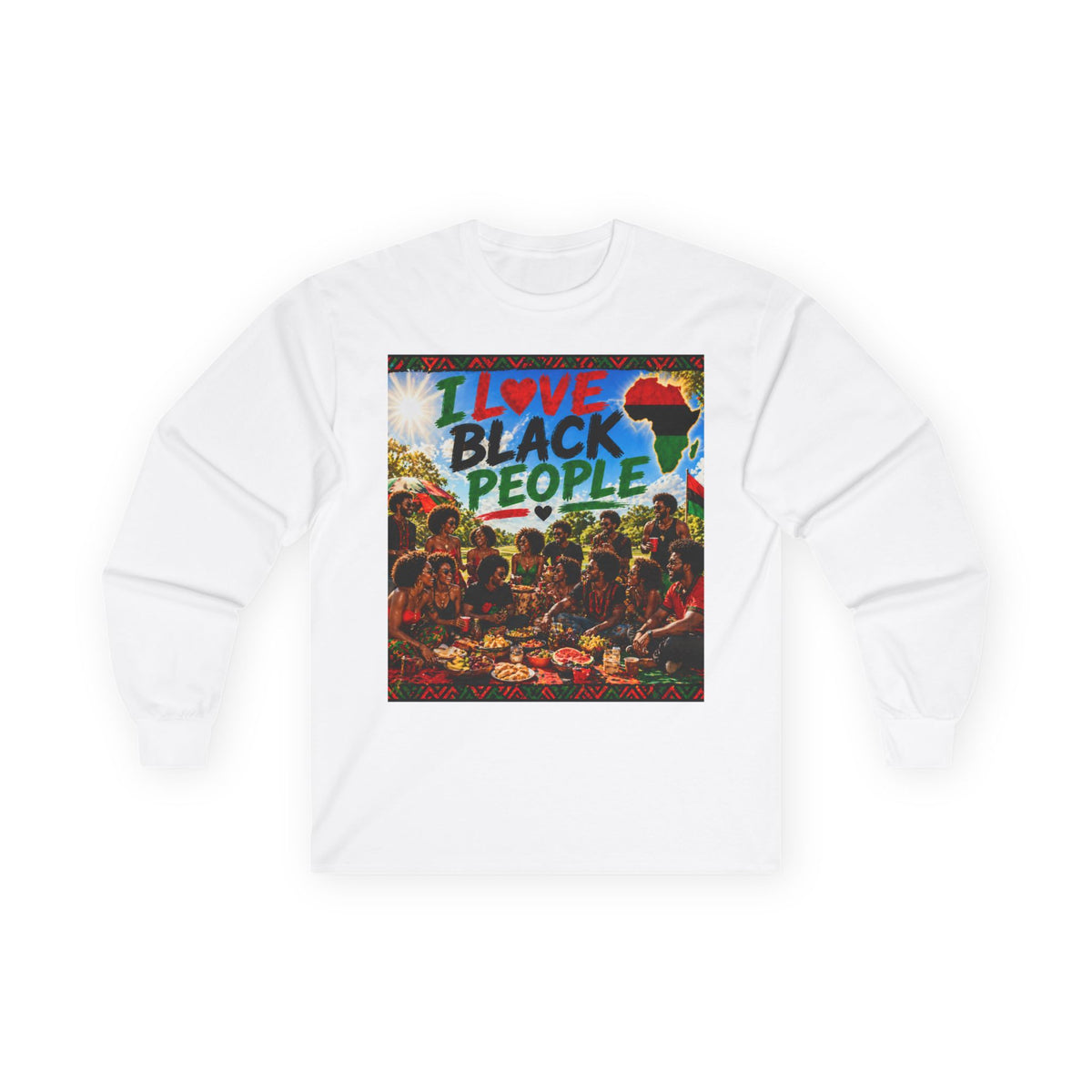 "I Love Black People" Long Sleeve Tee — Afrocentric Pride Cotton Shirt