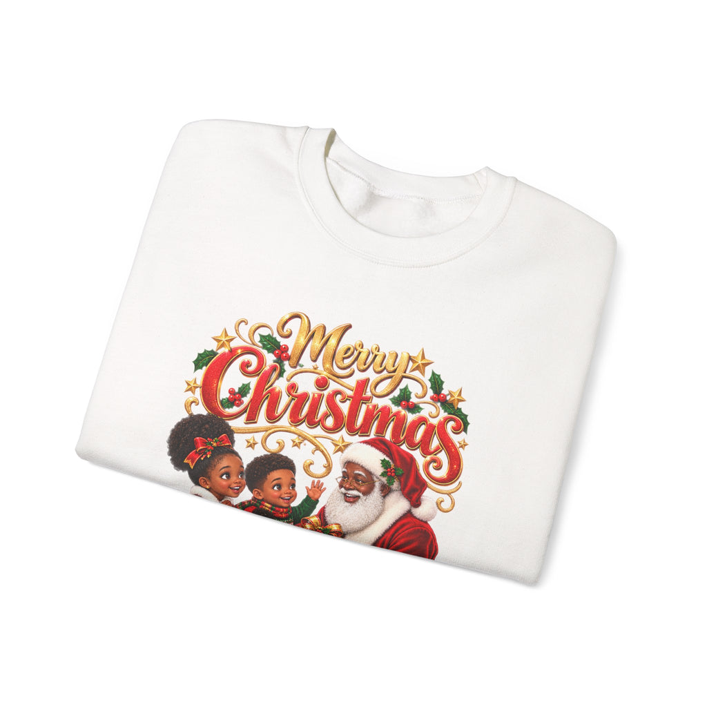 Christmas Sweatshirt — Merry Christmas Santa with Kids Vintage Holiday Crewneck