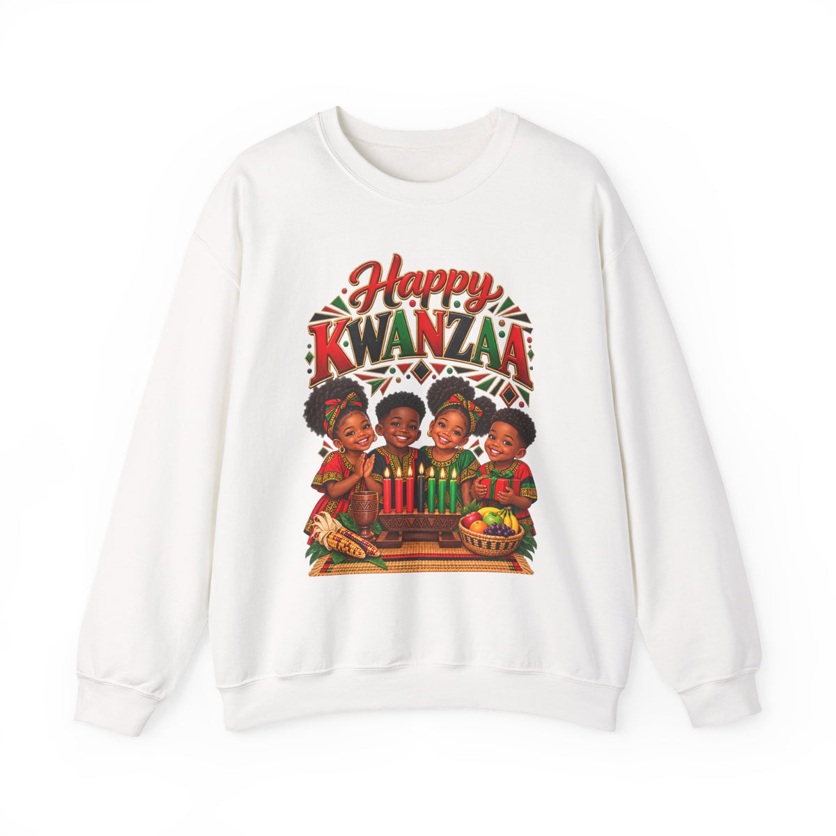 Kwanzaa Sweatshirt — "Happy Kwanzaa" Vintage Kids Family Celebration Crewneck