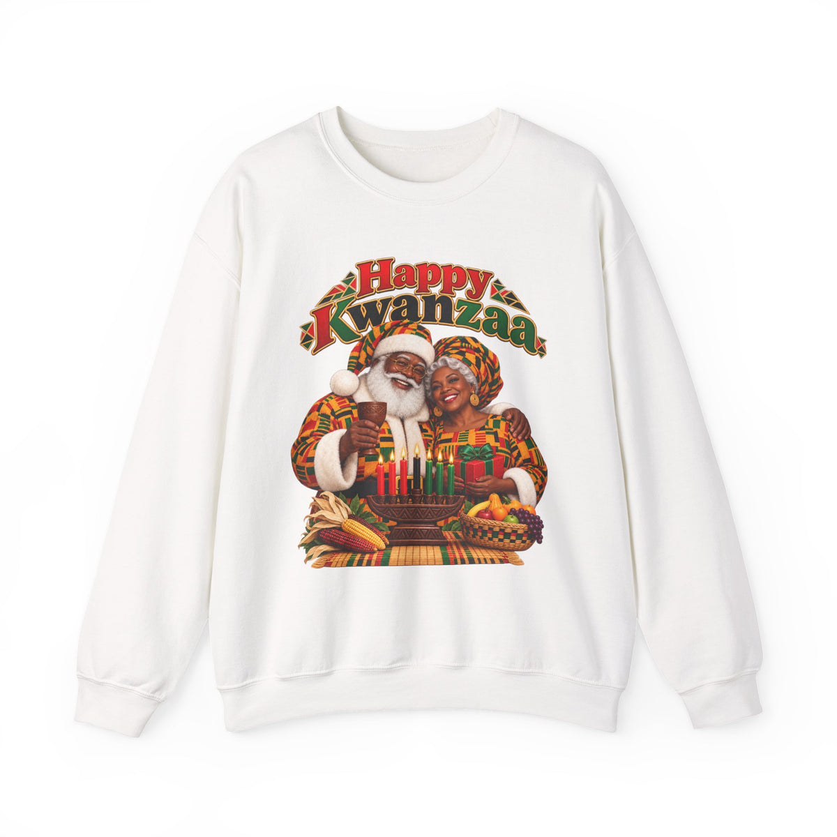 Kwanzaa Crewneck Sweatshirt — "Happy Kwanzaa" Celebration Sweater