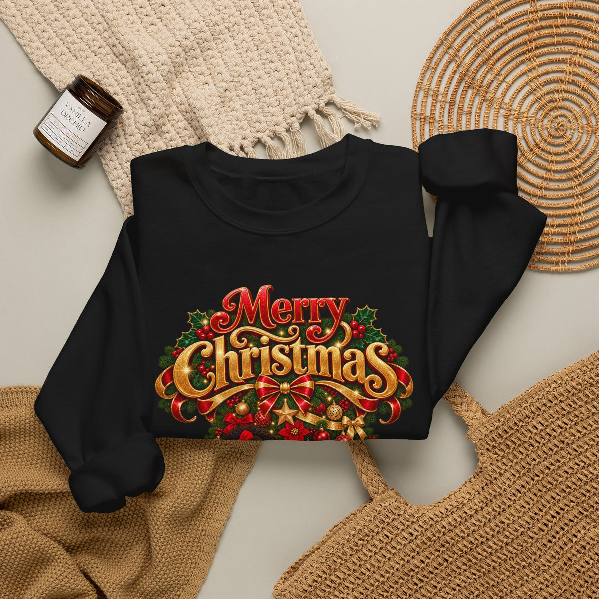 Christmas Kids Crewneck Sweatshirt – "Merry Christmas" Retro Holiday Design