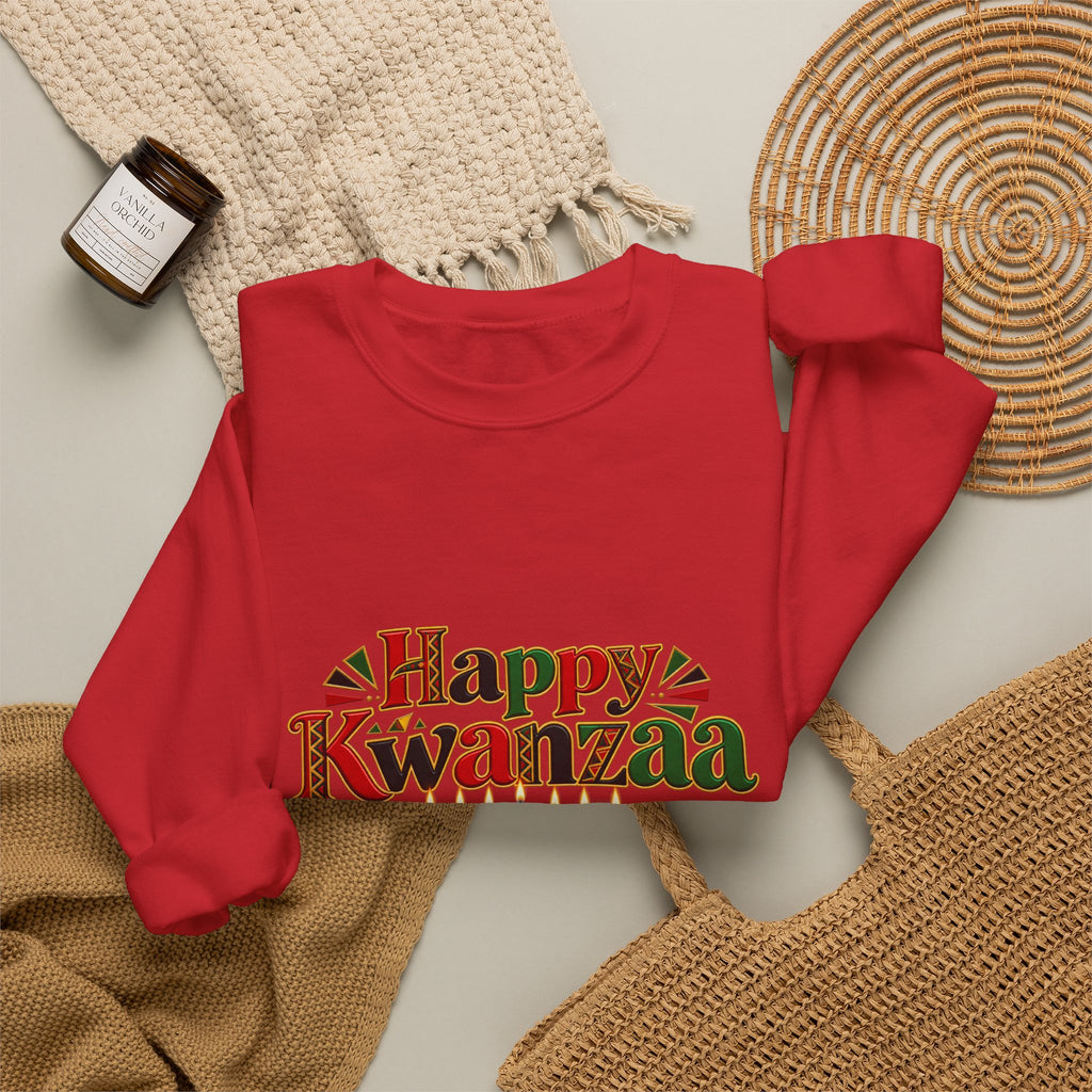 Kwanzaa Crewneck Sweatshirt – "Happy Kwanzaa" Celebration Pullover