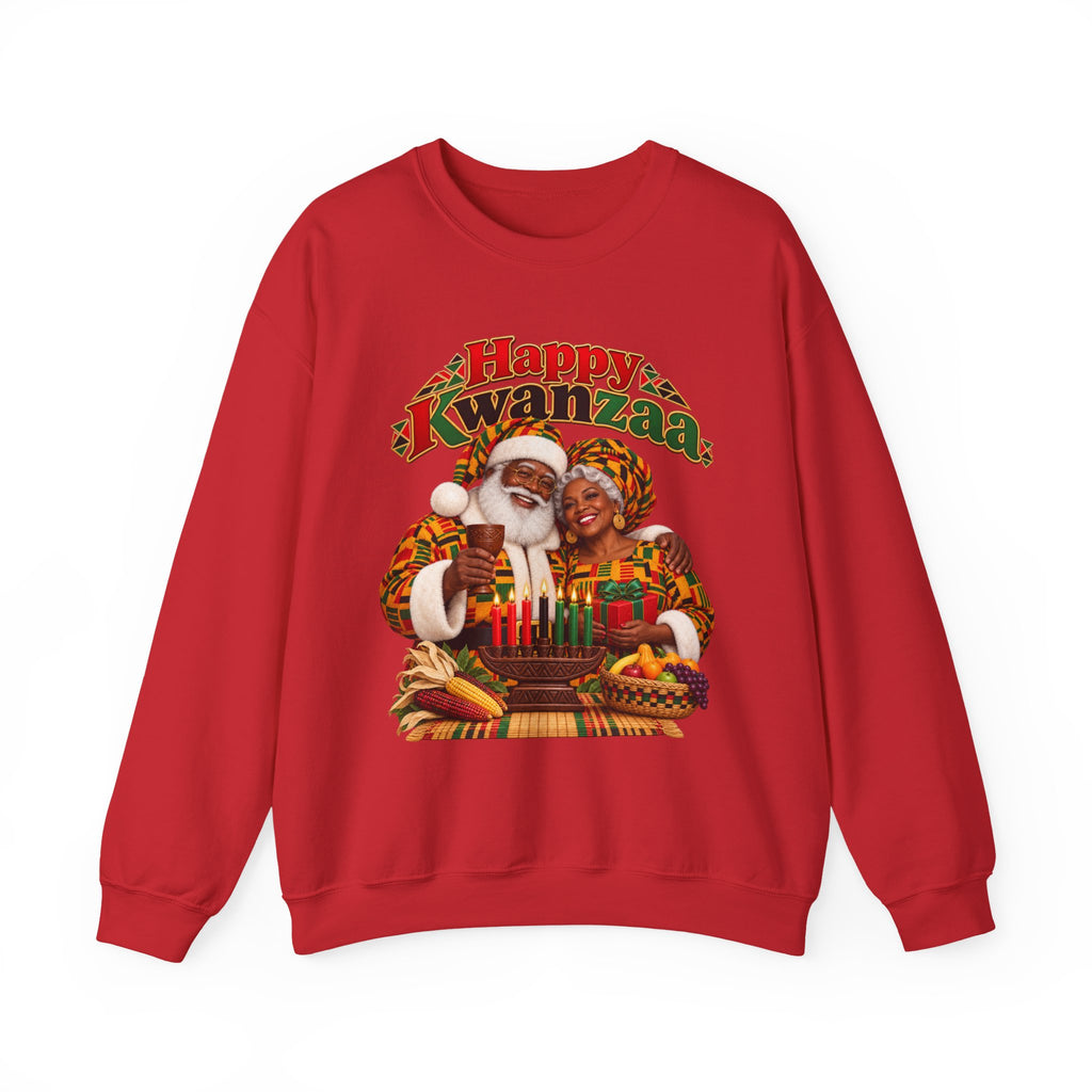 Kwanzaa Crewneck Sweatshirt — "Happy Kwanzaa" Celebration Sweater