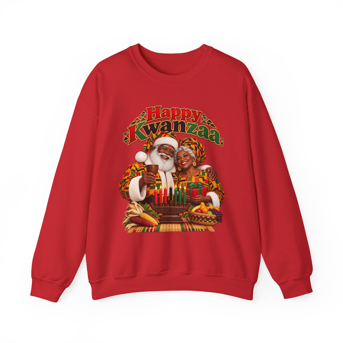Kwanzaa Crewneck Sweatshirt — "Happy Kwanzaa" Celebration Sweater