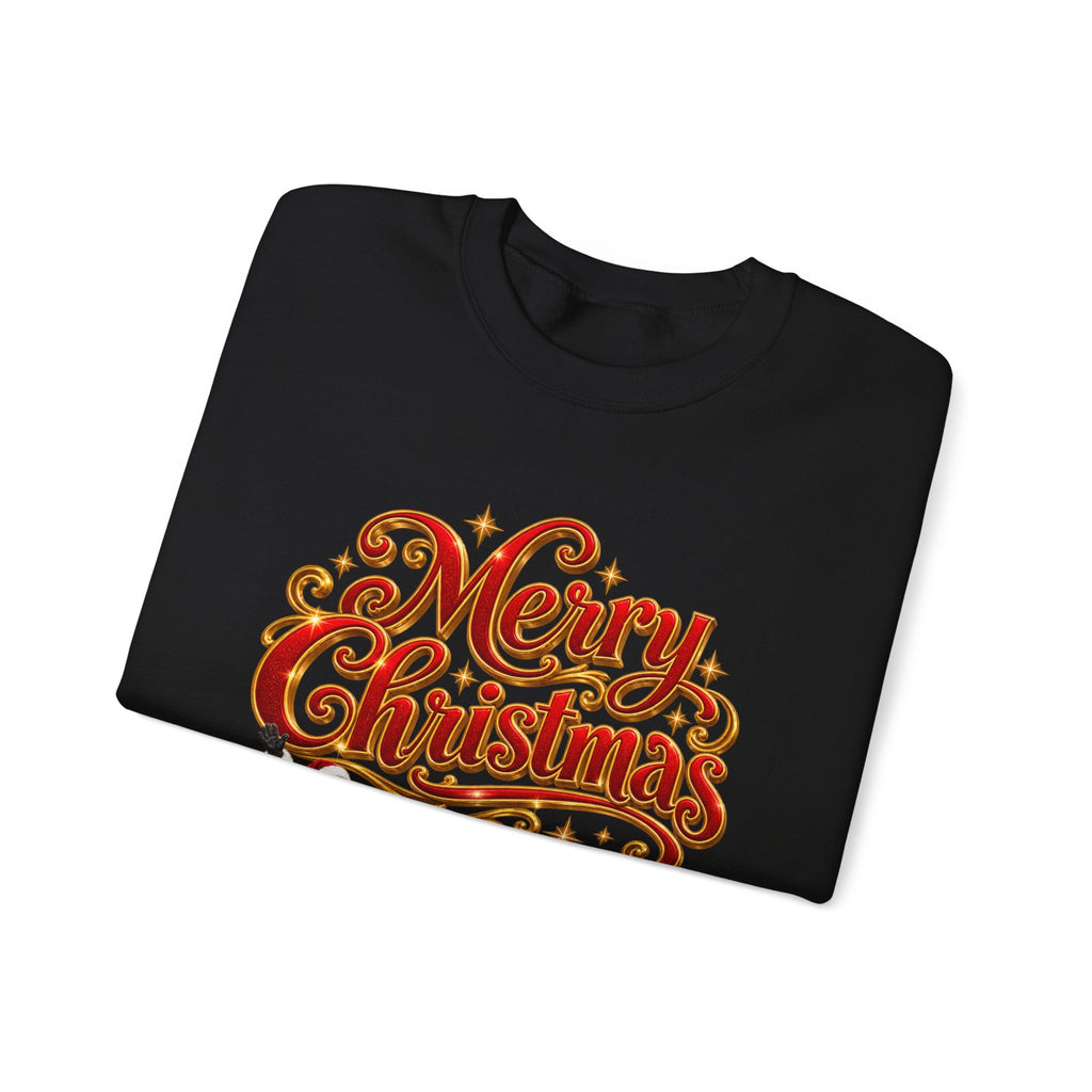Christmas Sweatshirt — 'Merry Christmas' Santa Sleigh & Reindeer Holiday Crewneck