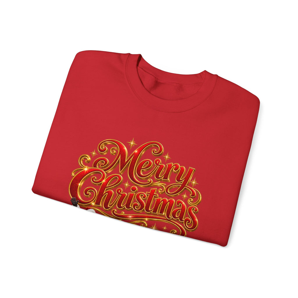 Christmas Sweatshirt — 'Merry Christmas' Santa Sleigh & Reindeer Holiday Crewneck