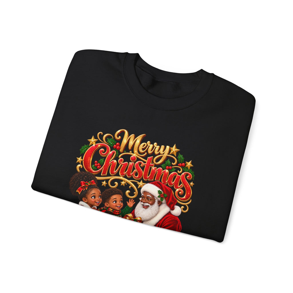 Christmas Sweatshirt — Merry Christmas Santa with Kids Vintage Holiday Crewneck