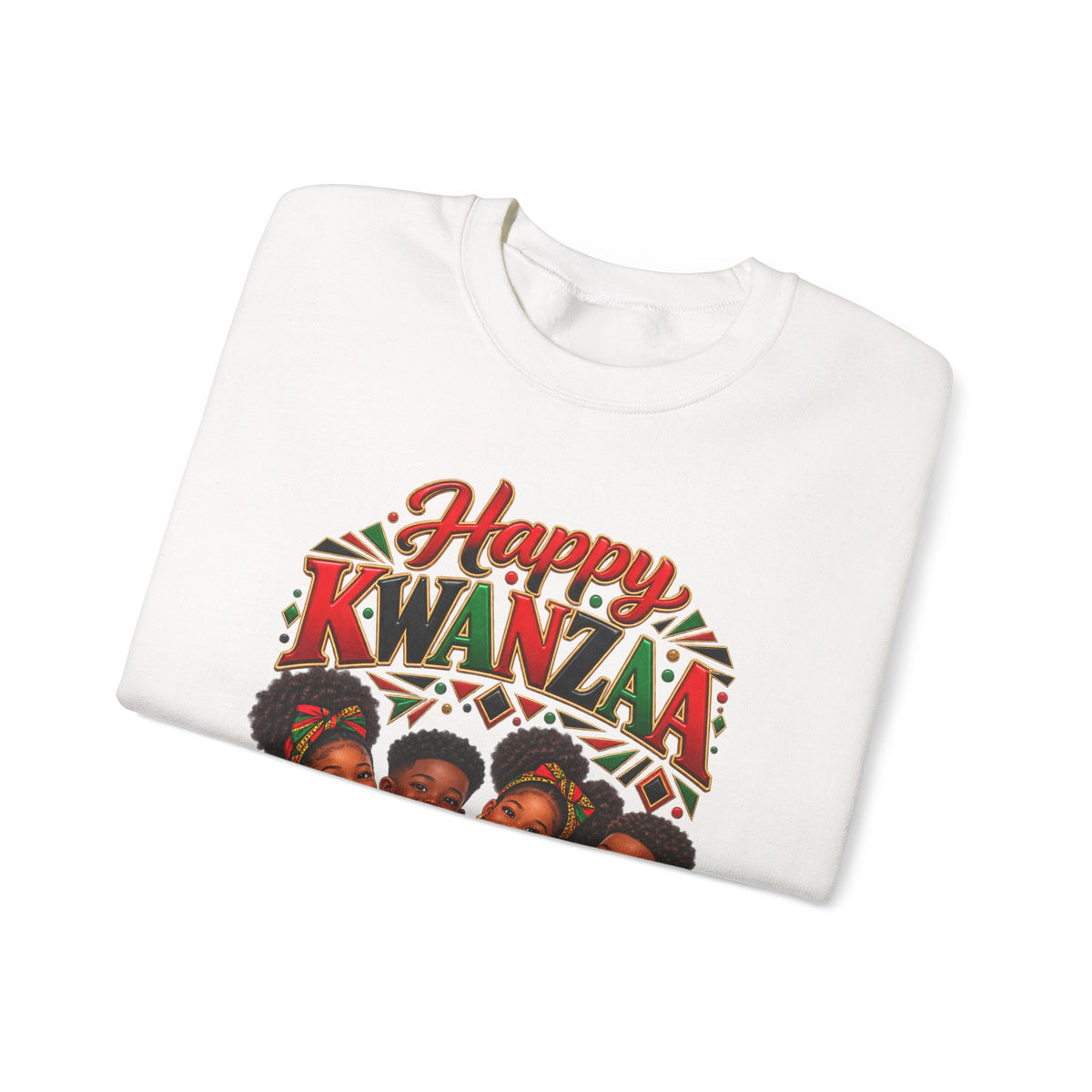 Kwanzaa Sweatshirt — "Happy Kwanzaa" Vintage Kids Family Celebration Crewneck