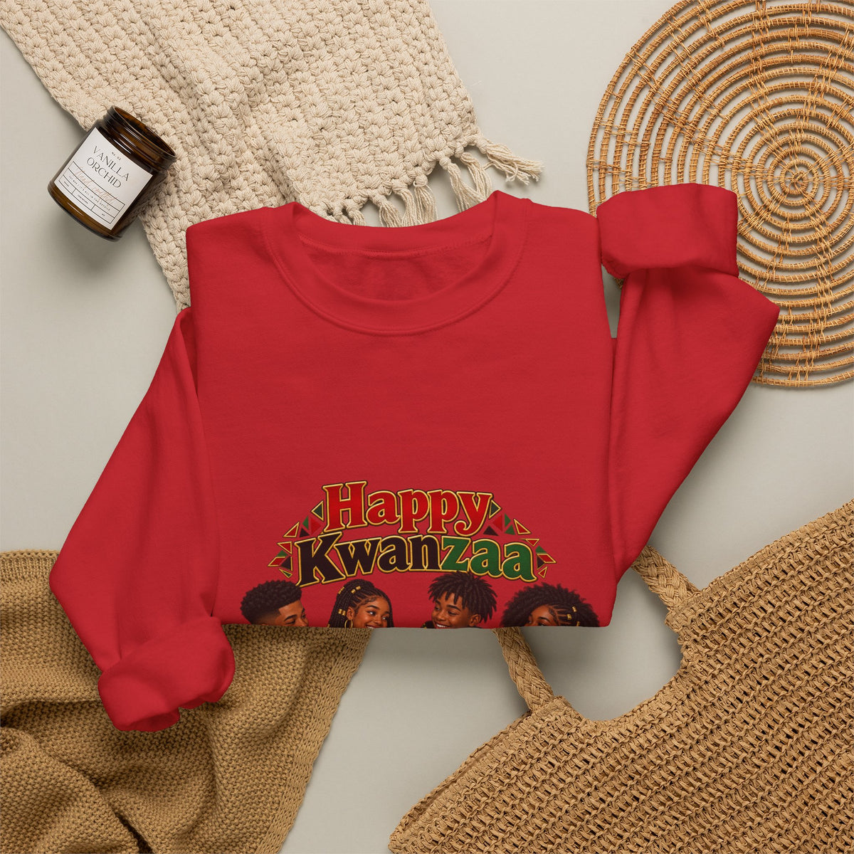 Kwanzaa Crewneck Sweatshirt – Happy Kwanzaa Family Celebration Design