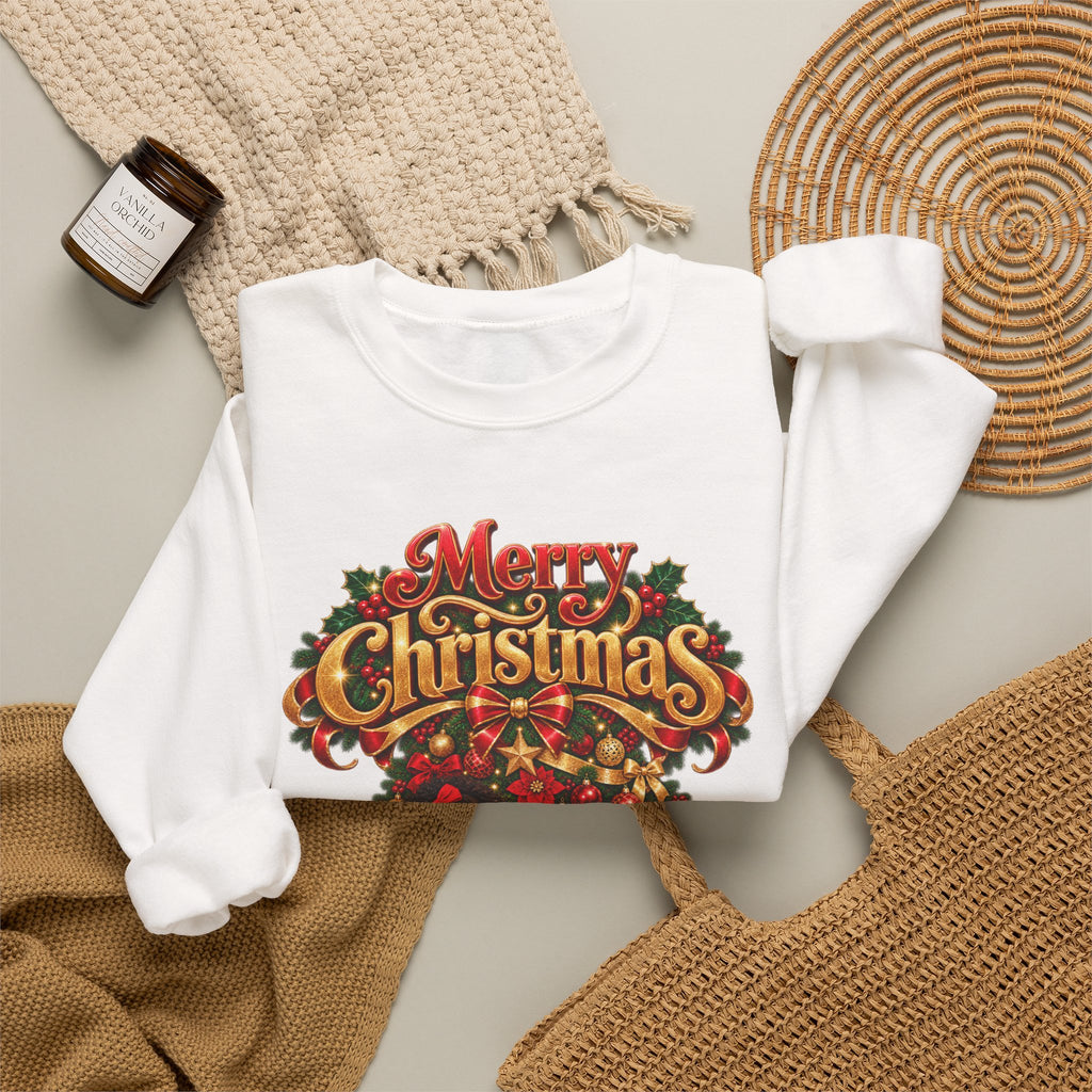 Christmas Kids Crewneck Sweatshirt – "Merry Christmas" Retro Holiday Design