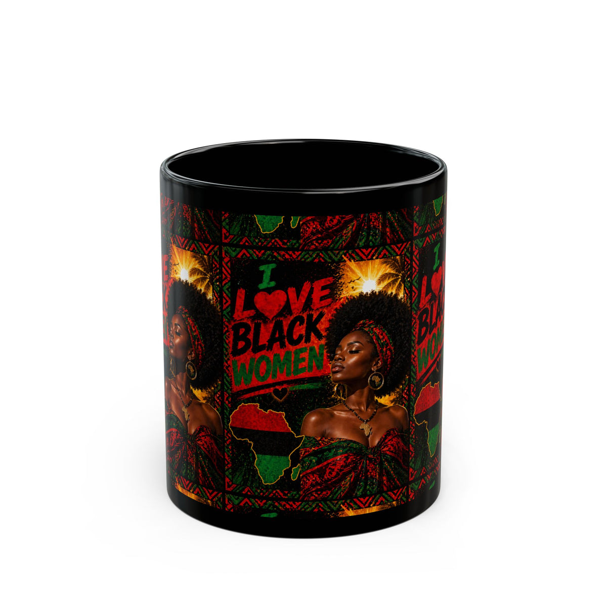 I Love Black Women Black Mug SGL — Afrocentric Pride Coffee Cup (11oz & 15oz)