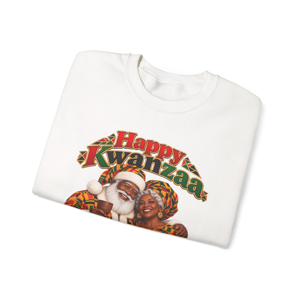 Kwanzaa Crewneck Sweatshirt — "Happy Kwanzaa" Celebration Sweater