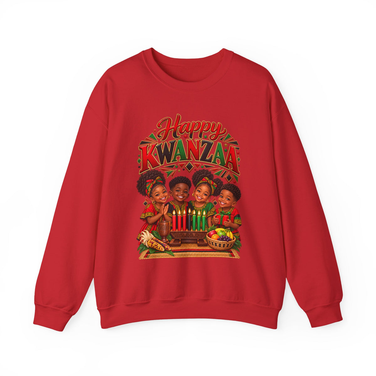 Kwanzaa Sweatshirt — "Happy Kwanzaa" Vintage Kids Family Celebration Crewneck