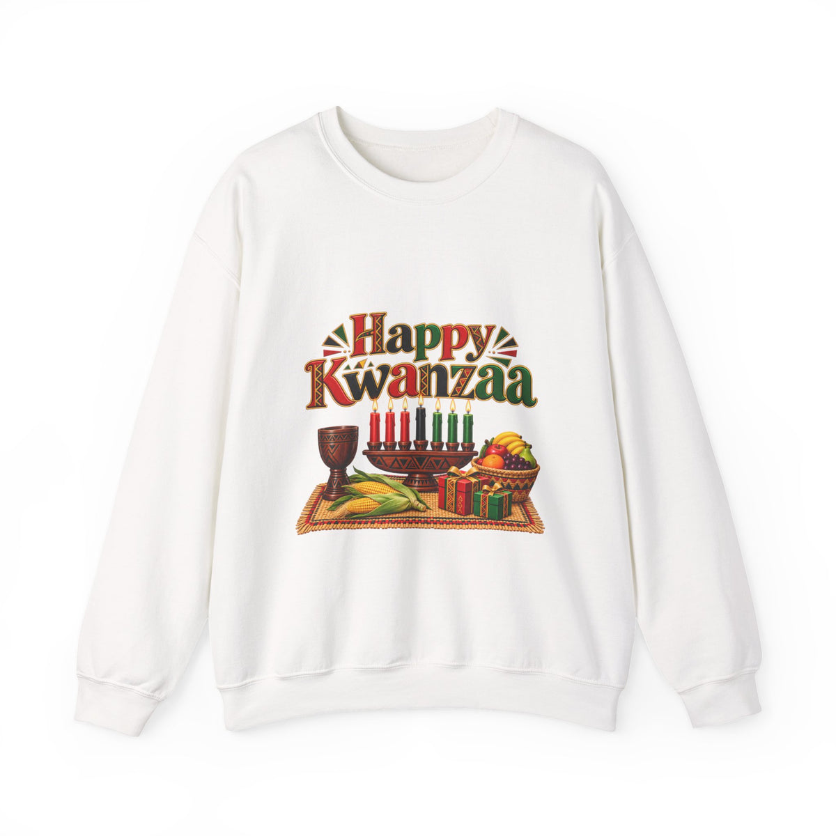 Kwanzaa Crewneck Sweatshirt – "Happy Kwanzaa" Celebration Pullover
