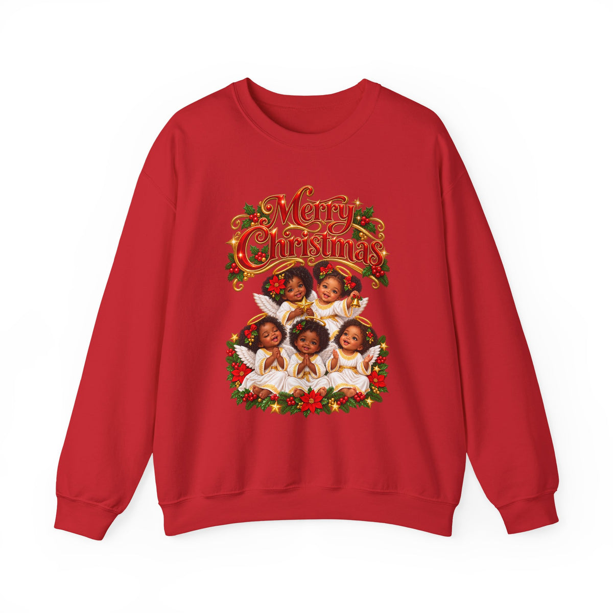 Christmas Sweatshirt - 'Merry Christmas' Vintage Choir Angels Holiday Crewneck