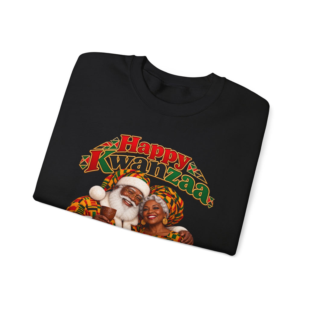 Kwanzaa Crewneck Sweatshirt — "Happy Kwanzaa" Celebration Sweater