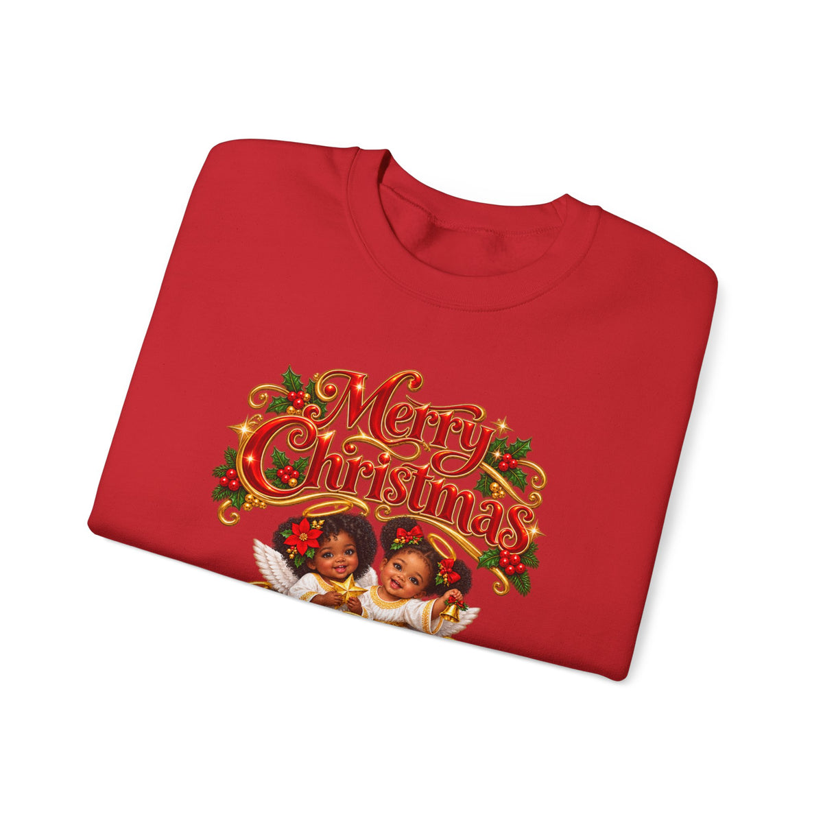 Christmas Sweatshirt - 'Merry Christmas' Vintage Choir Angels Holiday Crewneck