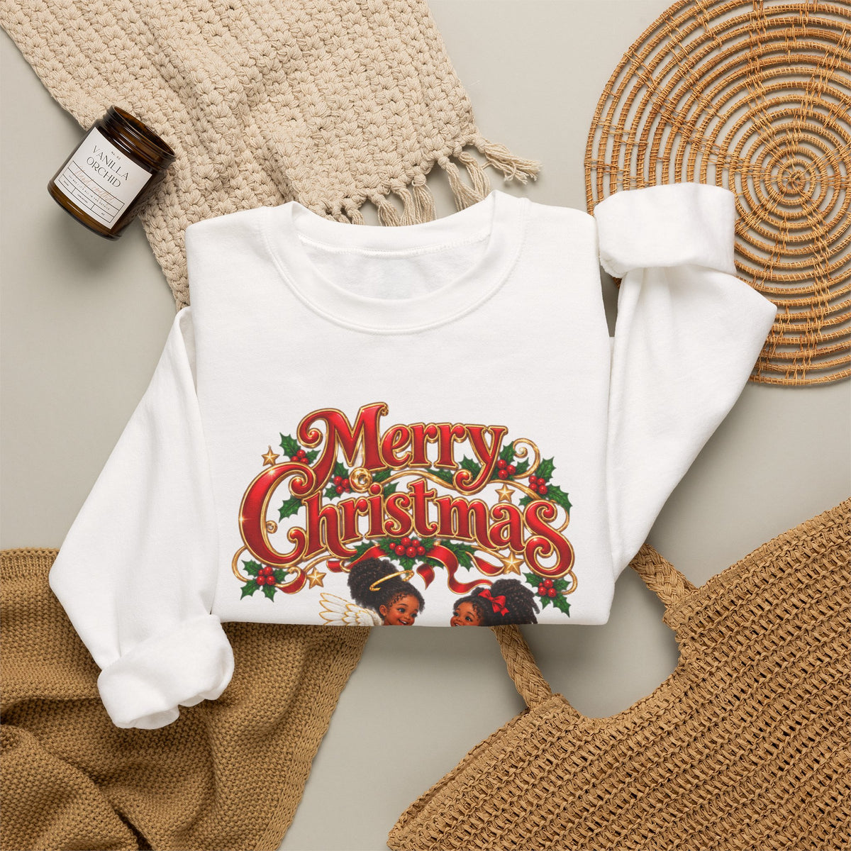 Christmas Sweatshirt — 'Merry Christmas' Vintage Children Carolers Holiday Crewneck