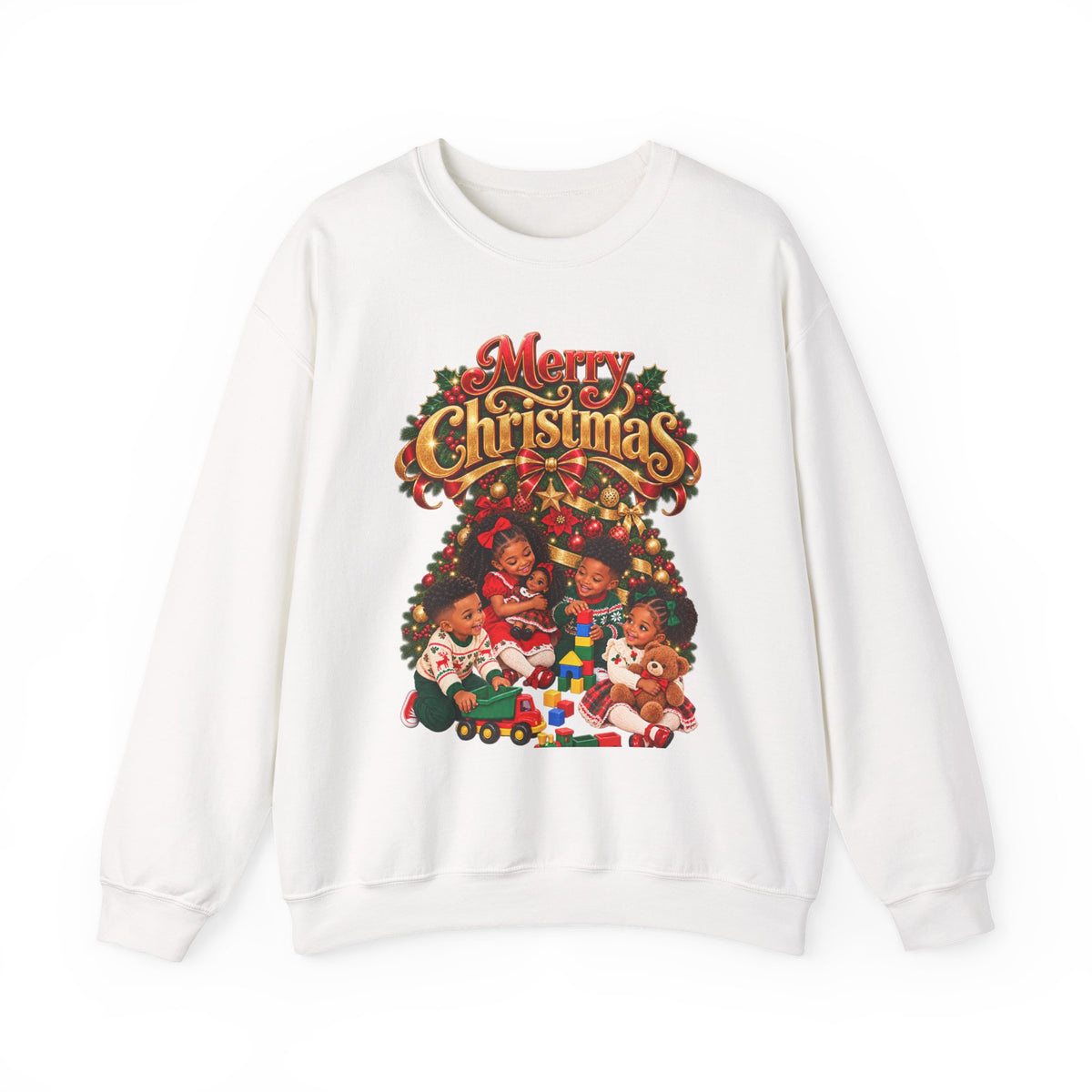Christmas Kids Crewneck Sweatshirt – "Merry Christmas" Retro Holiday Design