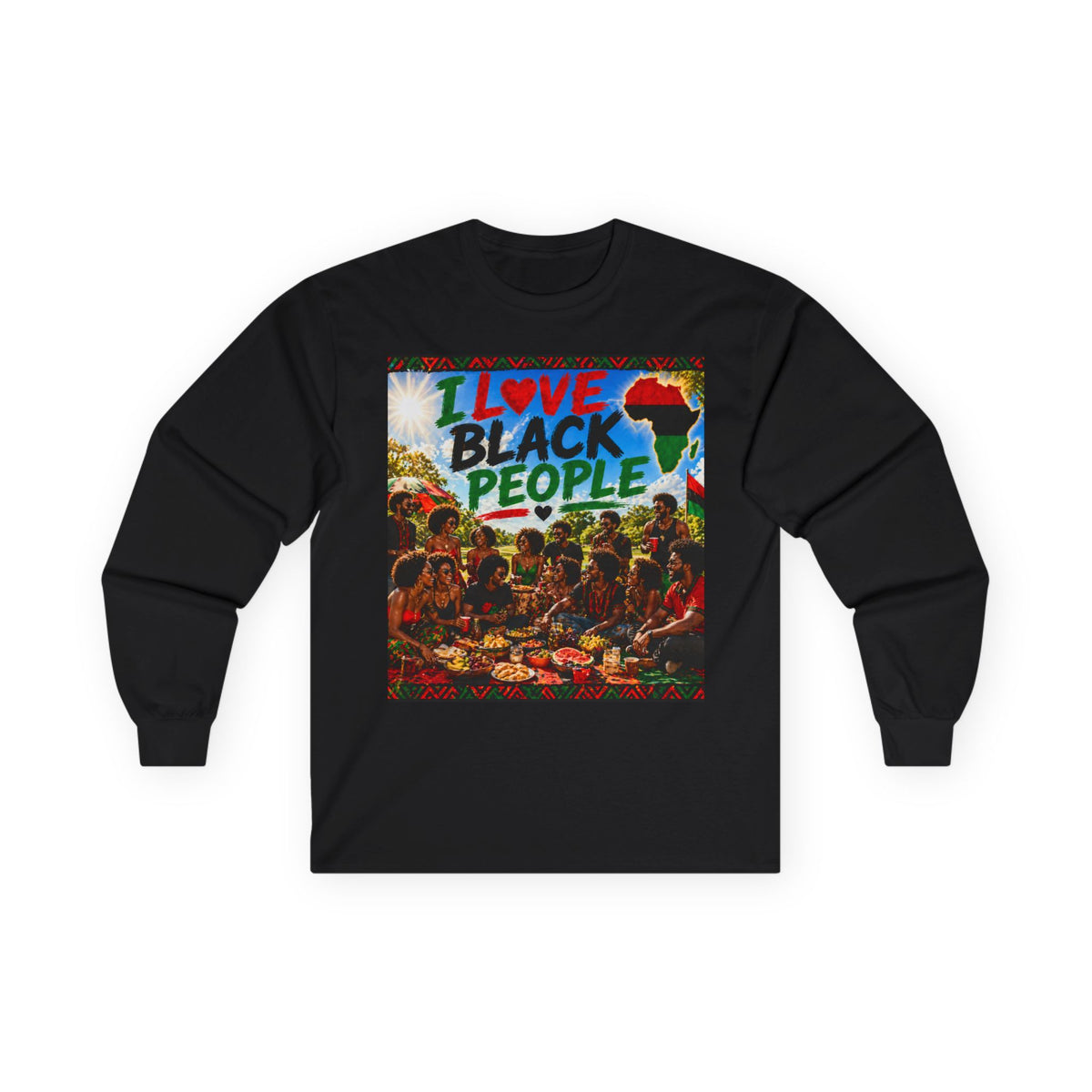 "I Love Black People" Long Sleeve Tee — Afrocentric Pride Cotton Shirt