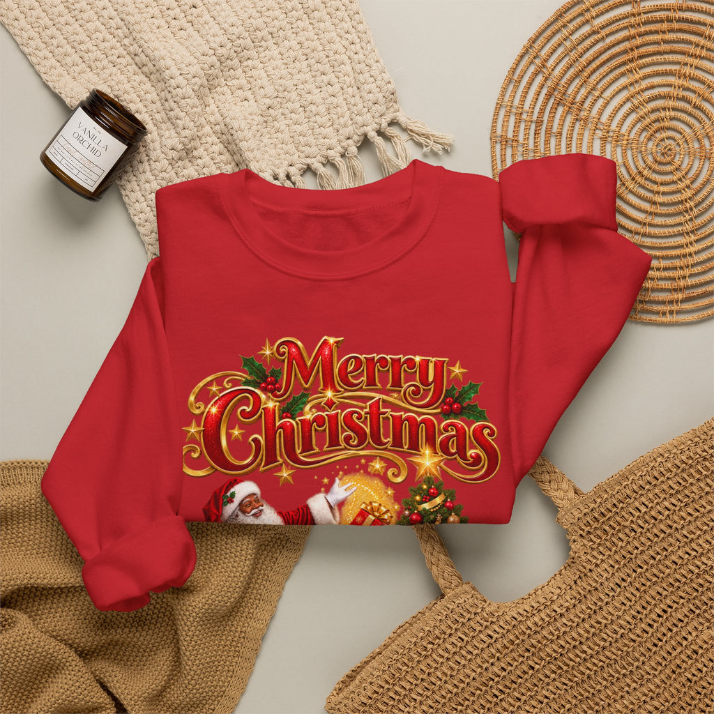 Christmas Crewneck Sweatshirt — 'Merry Christmas' Santa & Tree Holiday Sweater