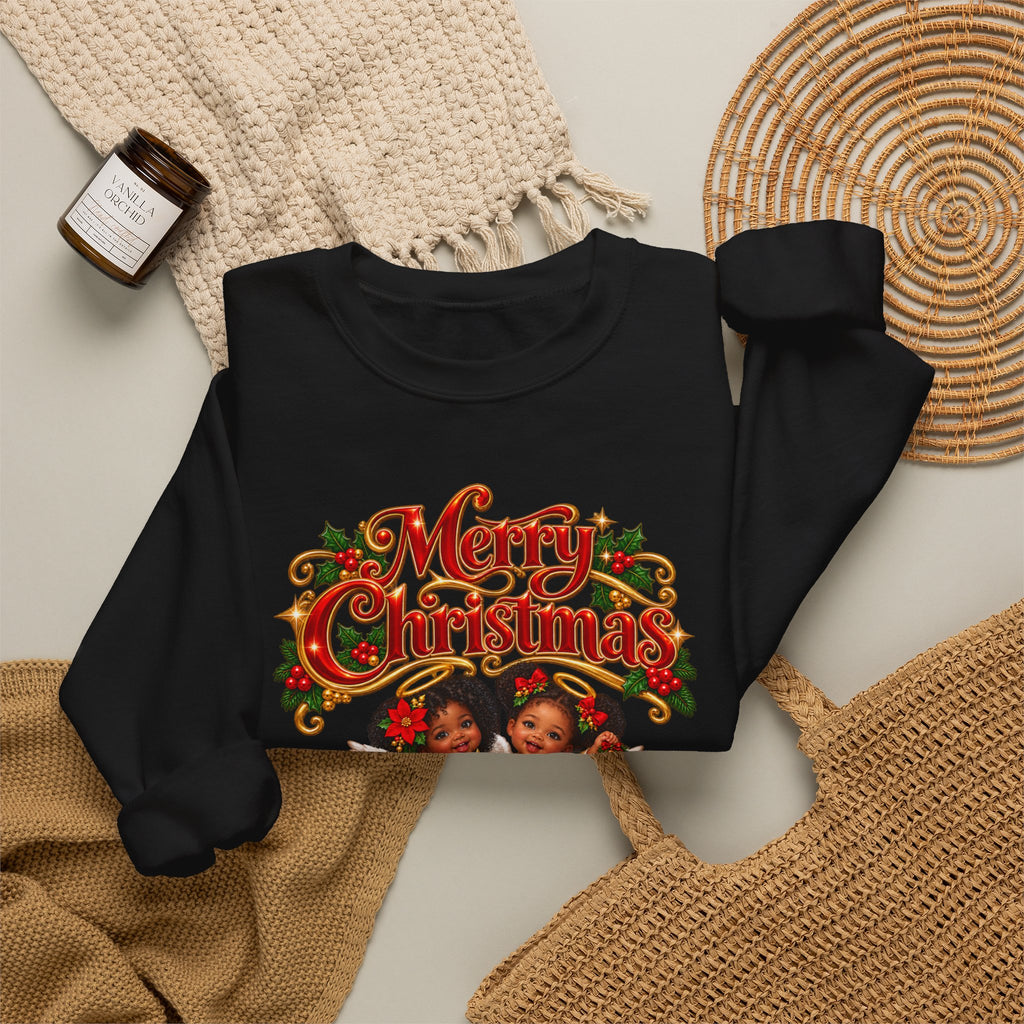 Christmas Sweatshirt - 'Merry Christmas' Vintage Choir Angels Holiday Crewneck