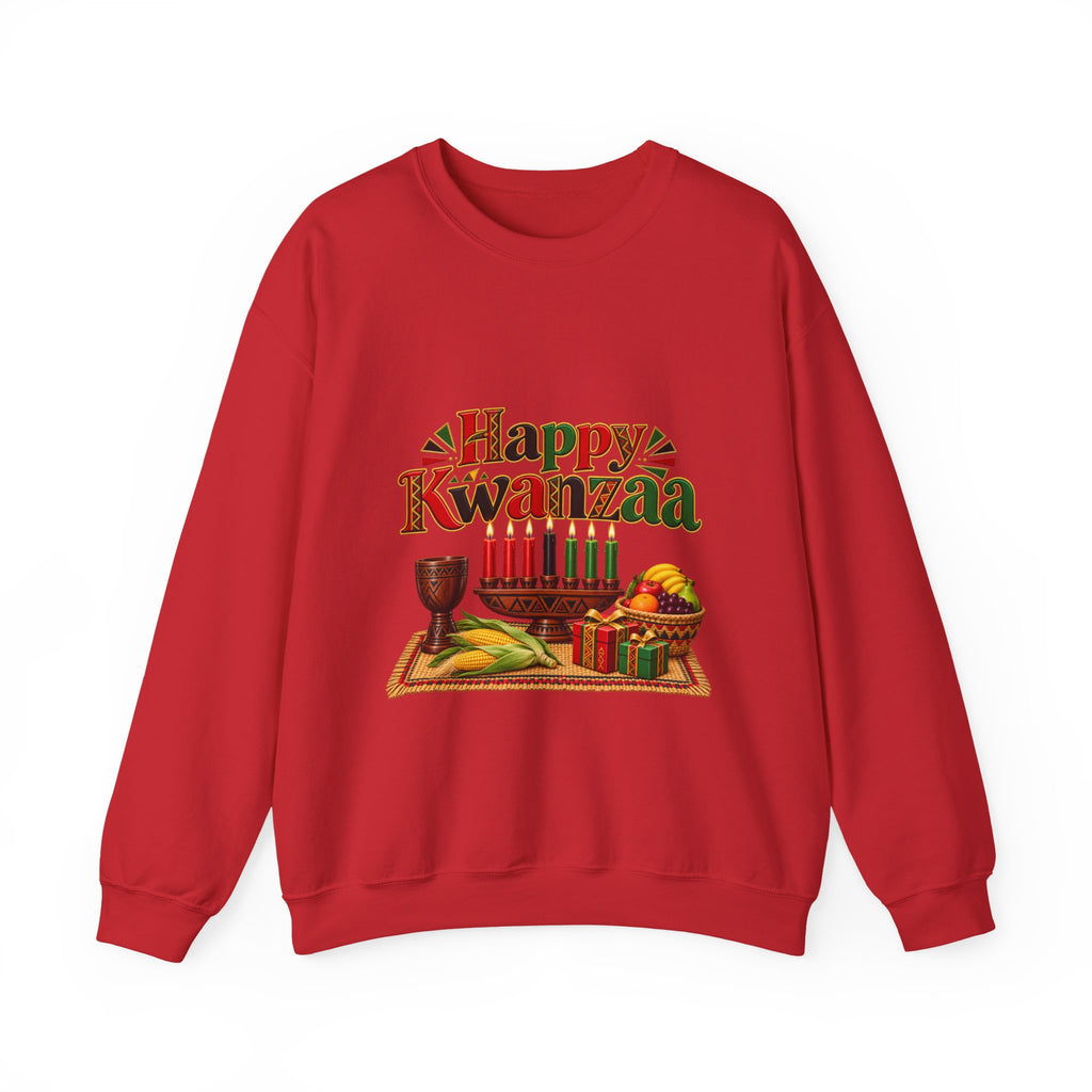 Kwanzaa Crewneck Sweatshirt – "Happy Kwanzaa" Celebration Pullover
