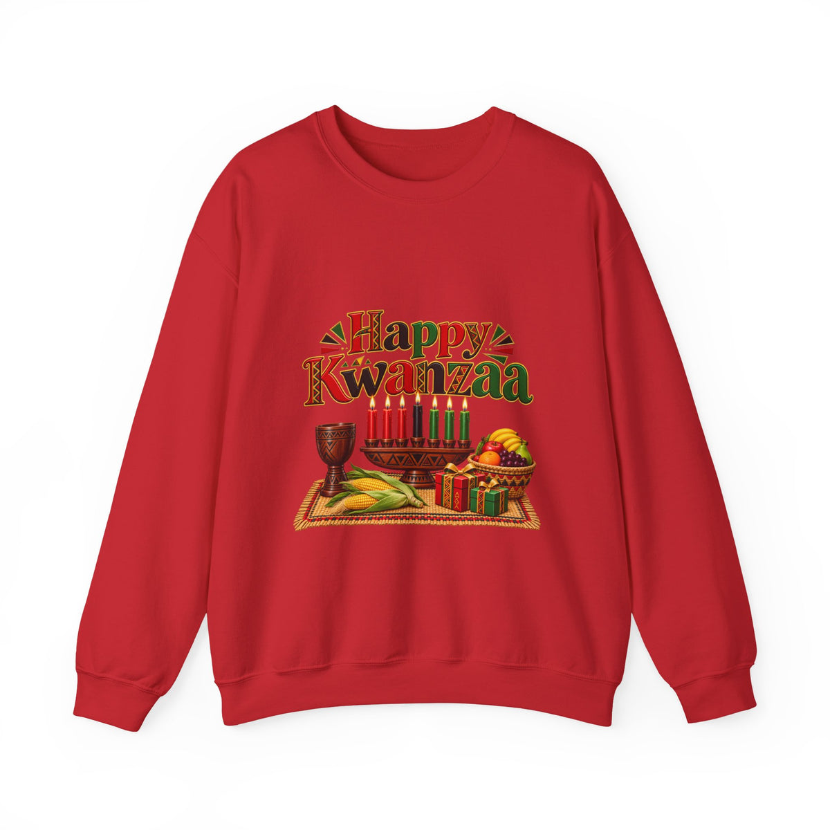 Kwanzaa Crewneck Sweatshirt – "Happy Kwanzaa" Celebration Pullover