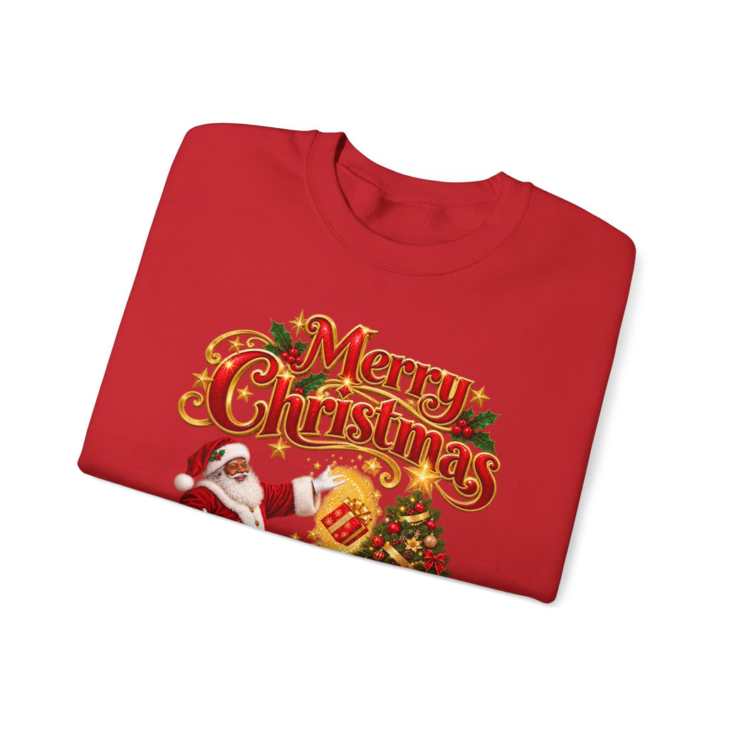 Christmas Crewneck Sweatshirt — 'Merry Christmas' Santa & Tree Holiday Sweater