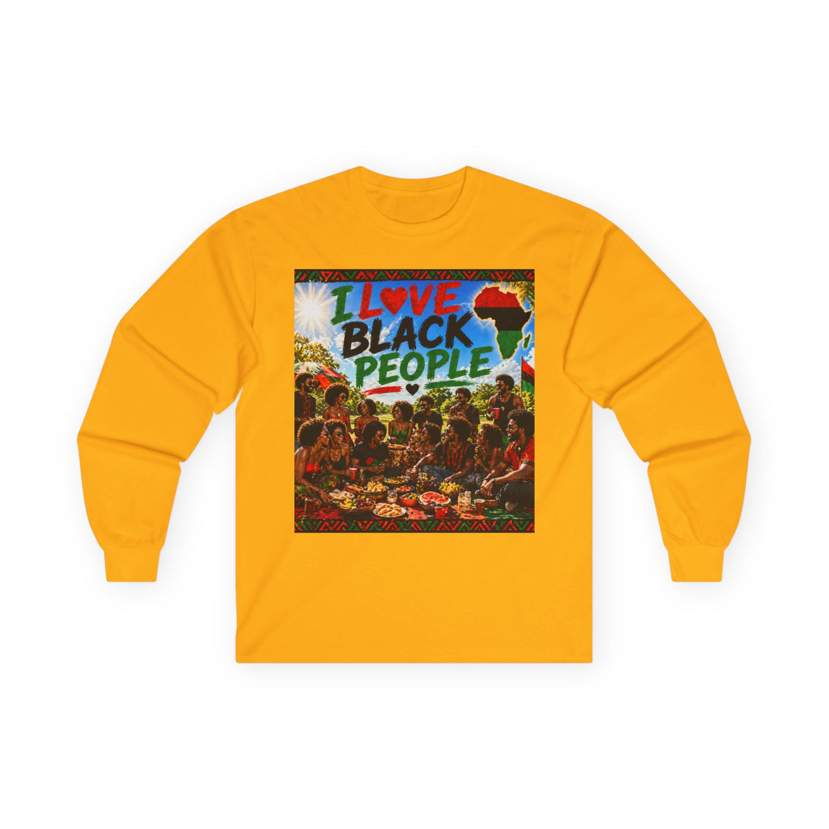 "I Love Black People" Long Sleeve Tee — Afrocentric Pride Cotton Shirt
