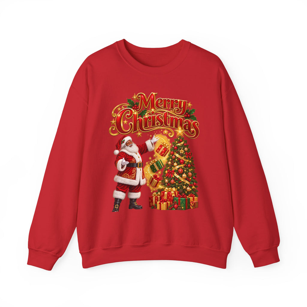 Christmas Crewneck Sweatshirt — 'Merry Christmas' Santa & Tree Holiday Sweater