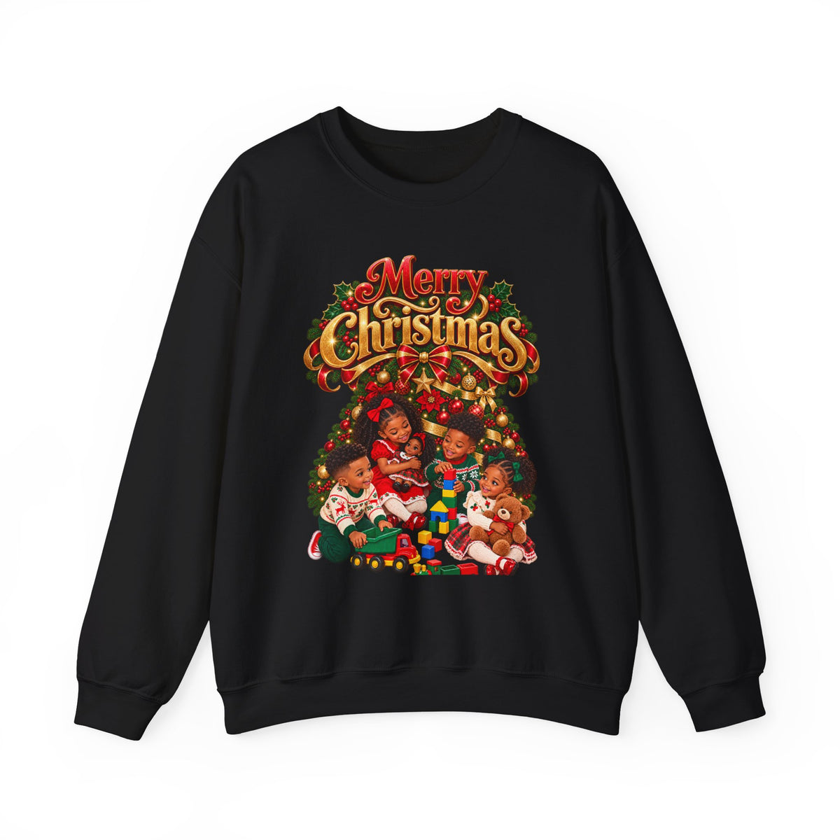 Christmas Kids Crewneck Sweatshirt – "Merry Christmas" Retro Holiday Design