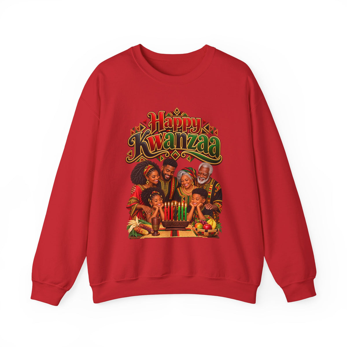 Kwanzaa Family Crewneck Sweatshirt – "Happy Kwanzaa" Holiday Pullover