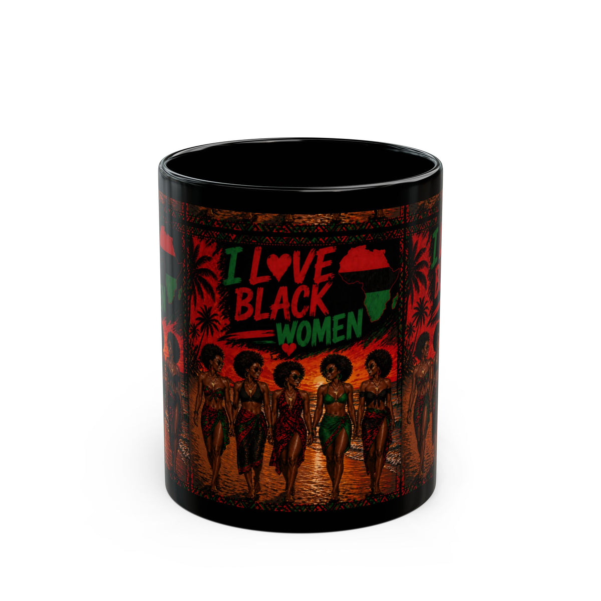 I Love Black Women Black Mug GRP — Afrocentric Pride Coffee Cup (11oz & 15oz)