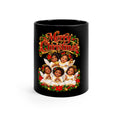Merry Christmas Black Coffee Mug – Vintage Angel Choir Holiday Mug, 11oz