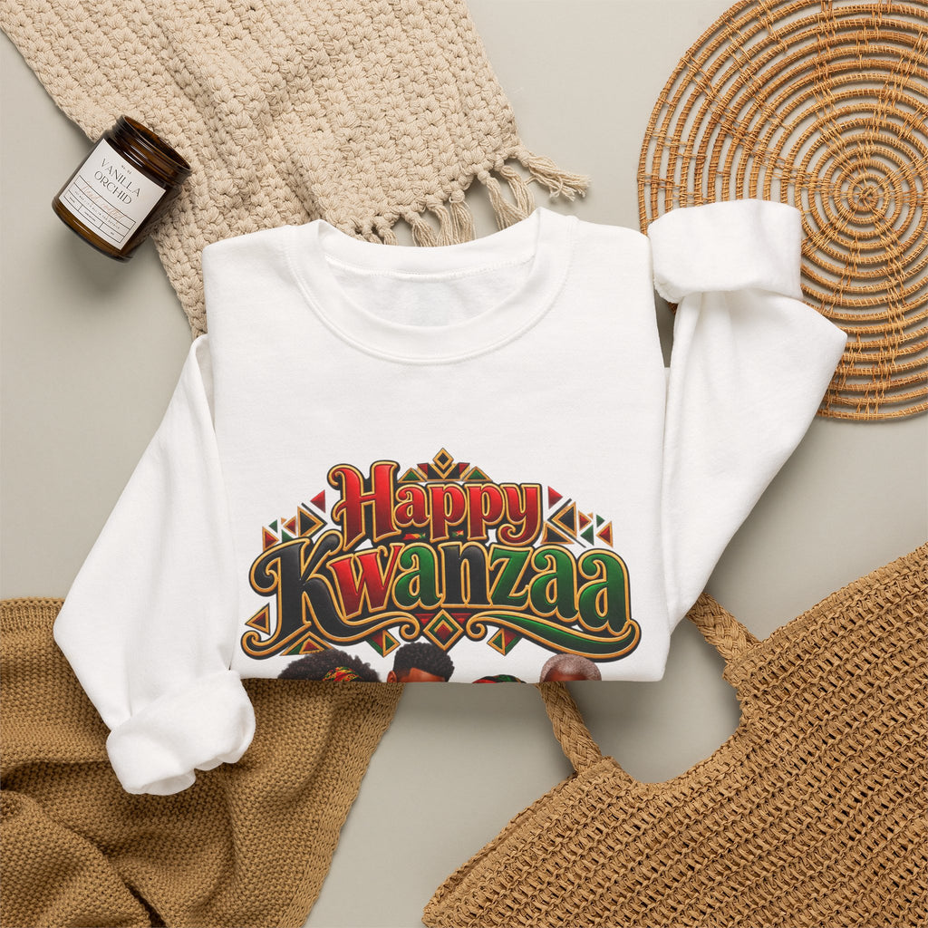 Kwanzaa Family Crewneck Sweatshirt – "Happy Kwanzaa" Holiday Pullover