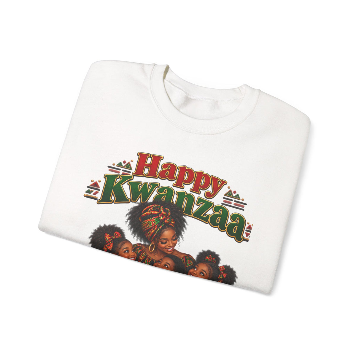 Kwanzaa Family Crewneck Sweatshirt — "Happy Kwanzaa" Celebration Design