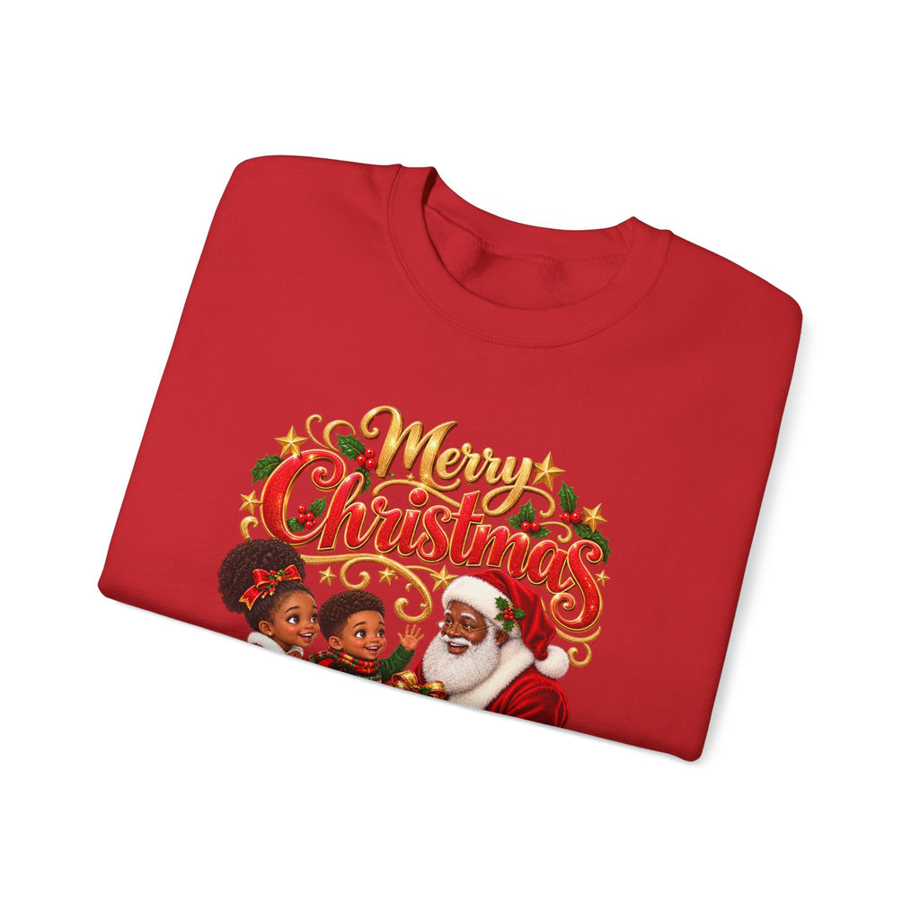 Christmas Sweatshirt — Merry Christmas Santa with Kids Vintage Holiday Crewneck